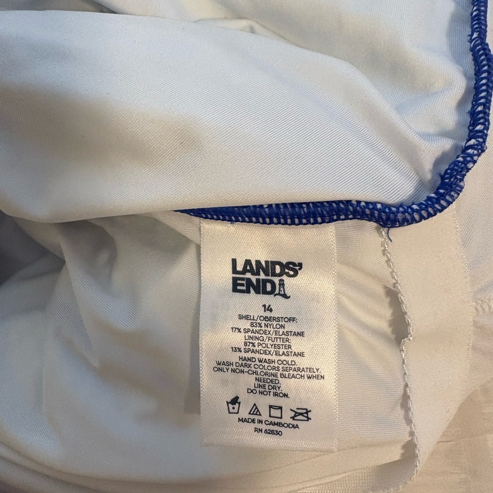 Lands' End Botanical Check Floral Print Swimsuit Size 14 - Picture 4 of 4